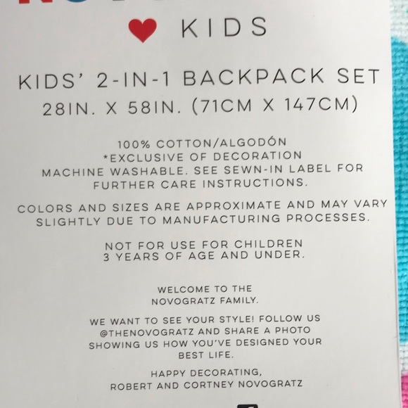 NWT Novogratz Kids 2 in 1 Backpack Set/Beach Towel - Picture 7 of 7